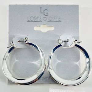 New SilverSmooth Hoop Earrings 1.25 inch by Lori's Gifts For Sensitive Ears
